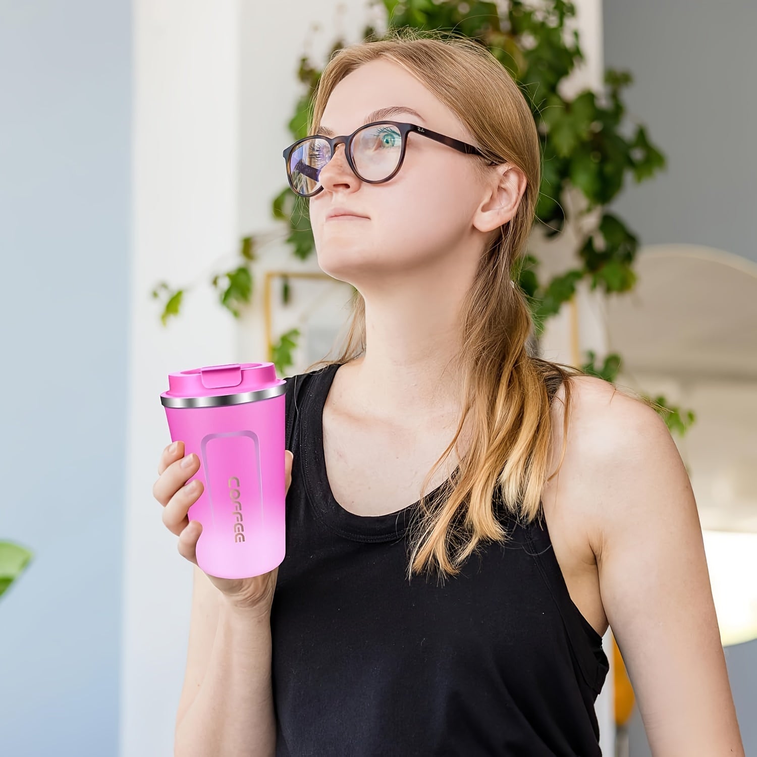 Izolyatsiyalangan zanglamaydigan po'latdan yasalgan qahva mug'asi, oqib ketmaydigan, idish-tovoq bilan mos, ofis va tabiatda sayohat uchun