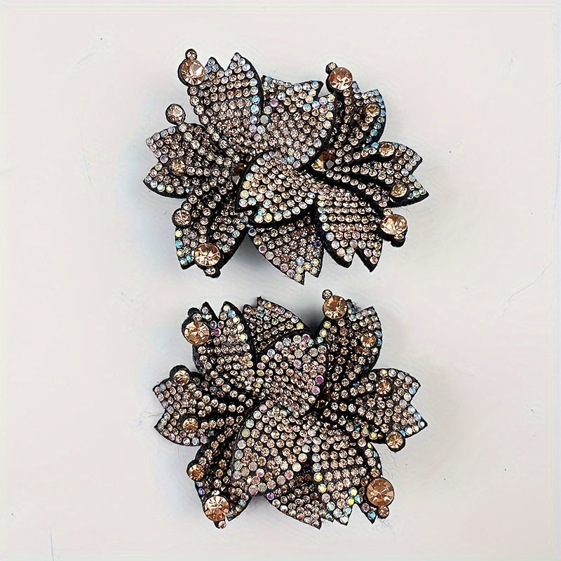 Women's Rhinestone Shoe Flowers 2pcs Detachable Buckles Dress Accessories