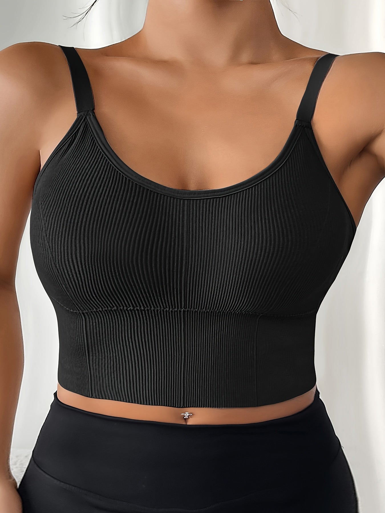 Plus Size Sports Bras Pack Nylon Spandex Ribbed Backless Removable Pads