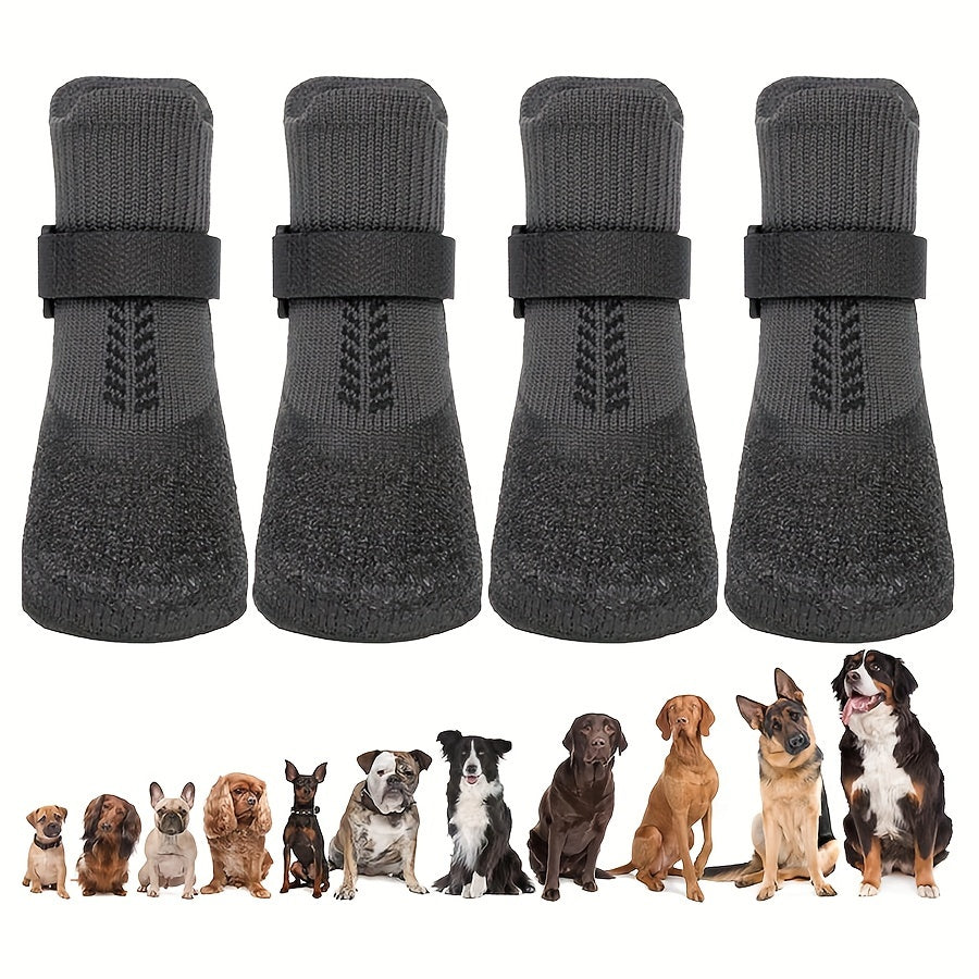 Set of 4 Waterproof Dog Shoes All-Season Breathable Durable Slip-Resistant for Small to Extra Large Breeds