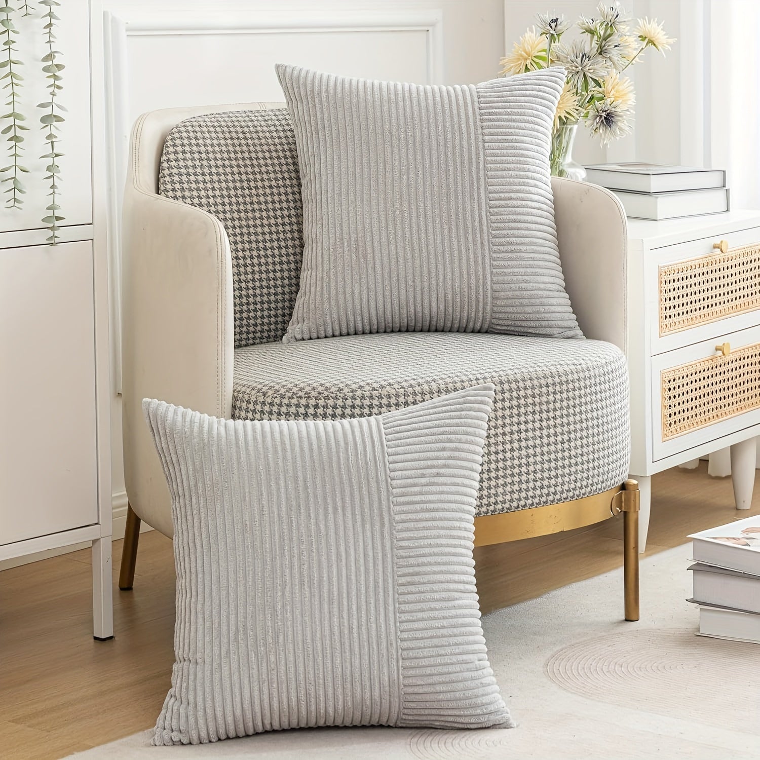 Обратная полосатая наволочка в преппи-стиле, изготовленная из 100% полиэстера с застежкой-молнией, машинная стирка и мягкая для декора дома/офиса - вставка не включена