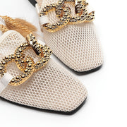 Women's Summer Slide Sandals with Chain Decoration Breathable Mesh