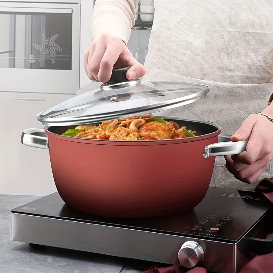Durable Enameled Cast Iron Soup Pot Non-Stick Coating High Temp Suitable for Home and Commercial Kitchens