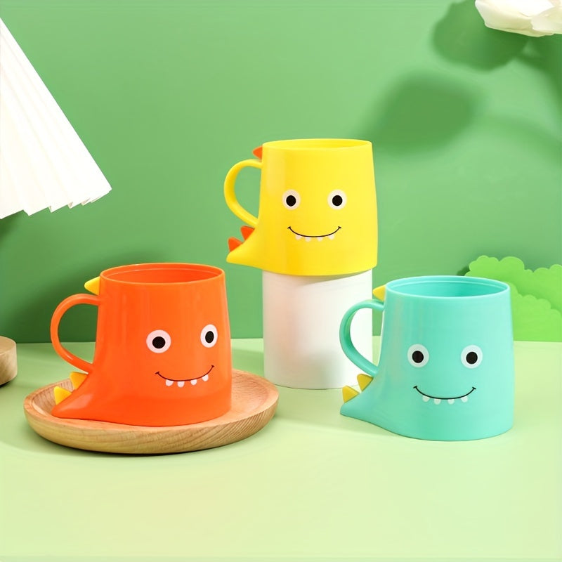 Vaso de enjuague bucal con patrón de dinosaurio y asa para uso en baño