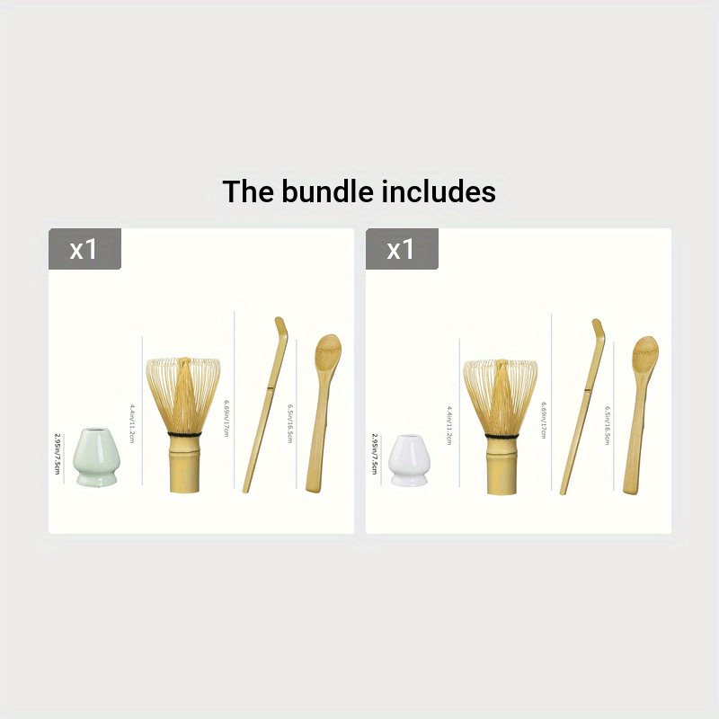 Set de accesorios para la ceremonia del matcha con batidor, cucharilla, cuchara y soporte