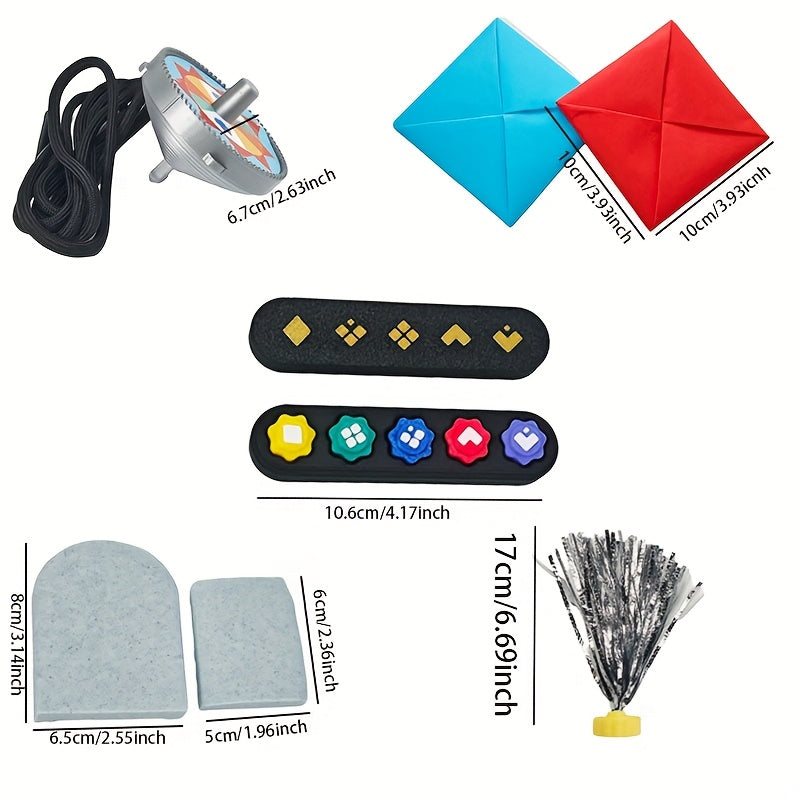 Korean Nostalgic Party Game Set for Ages 14 Plus Includes JackStones, Shuttlecock, Top, Drawing Cards, Grasping Stones