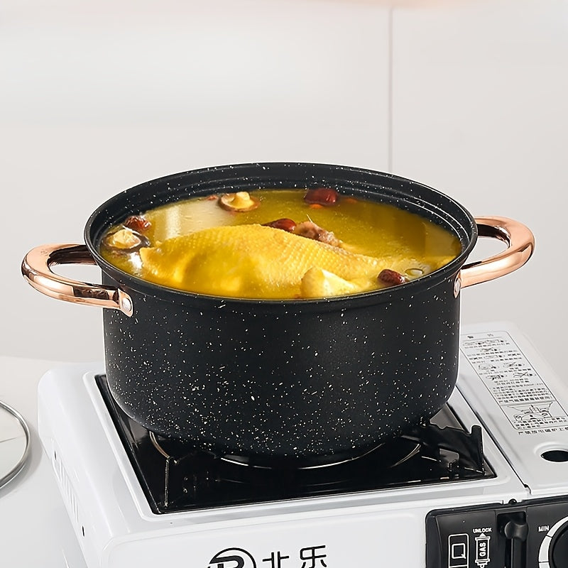 Juego de utensilios de cocina de acero inoxidable de 12 piezas con ollas antiadherentes y mangos dorados
