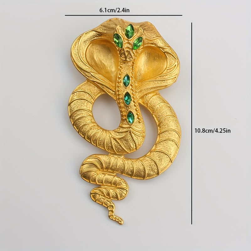 Vintage Egyptian Cobra Brooch with Water Drill Accents for Women's Jewelry