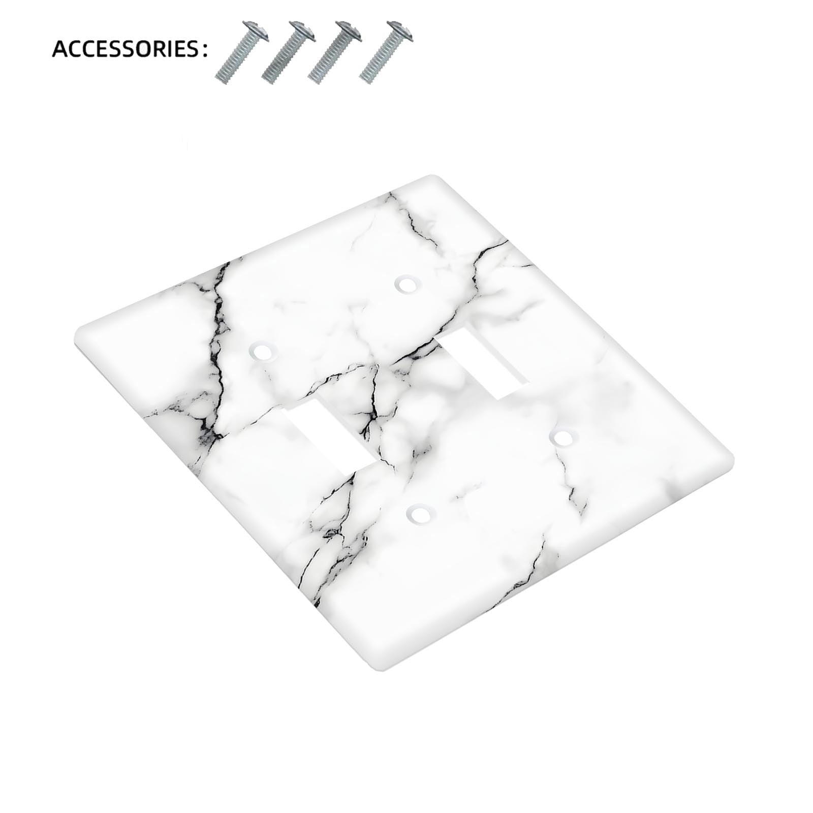 Marble Print Switch Plate Cover in White and Gray Easy to Clean Wall Decor