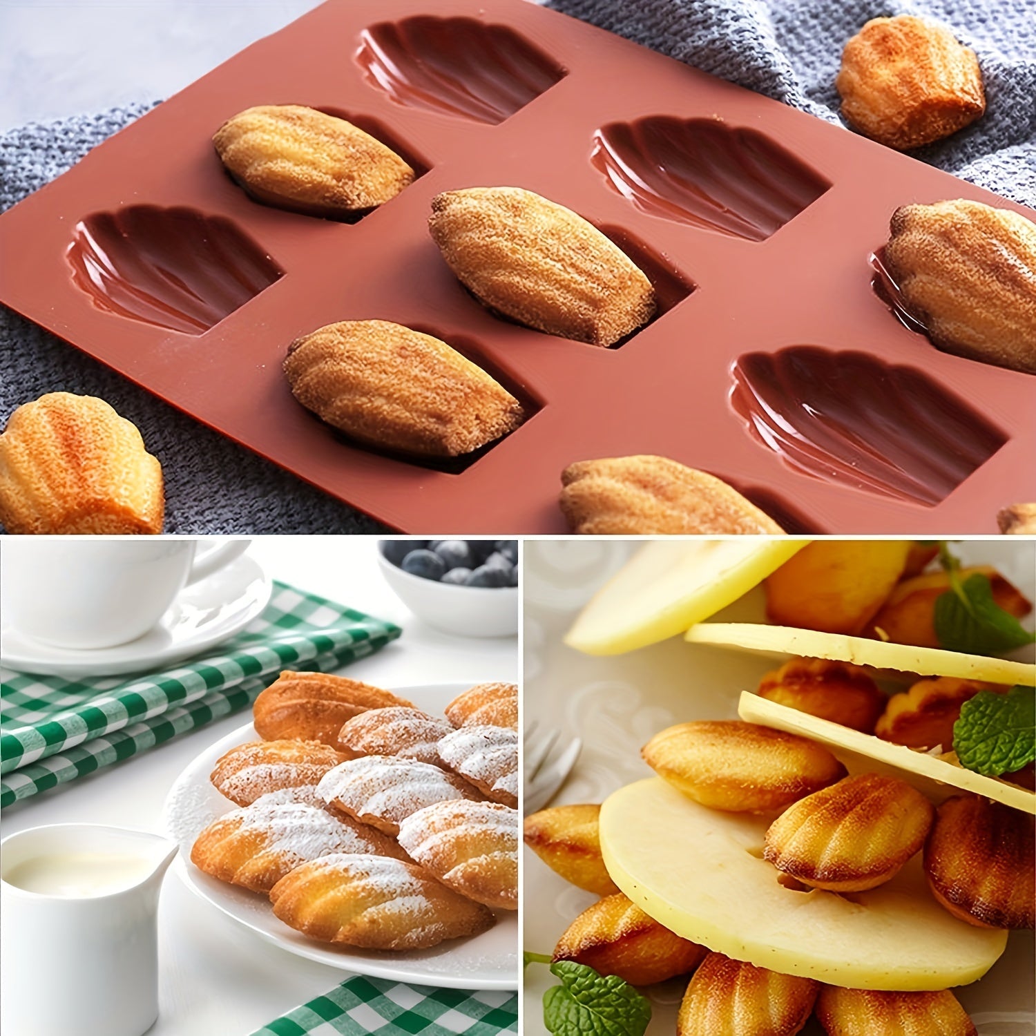 Silicone Madeleine Pan Set of 2 Nonstick Cookie Mold 9 Cavities Baking Supplies
