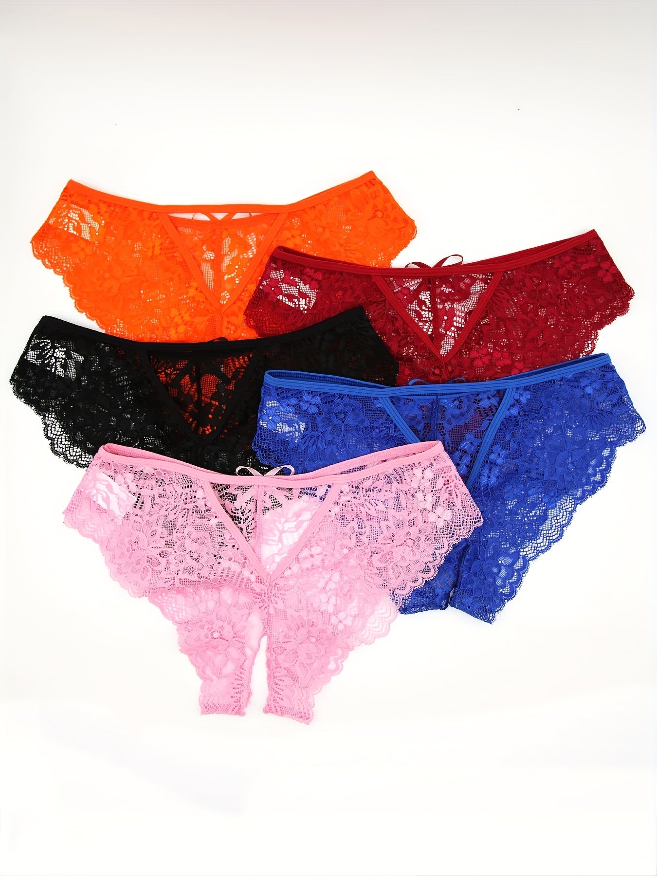 Women’s Lace See-Through Lingerie 5-Pack, Soft, Comfortable, Size Adjustable