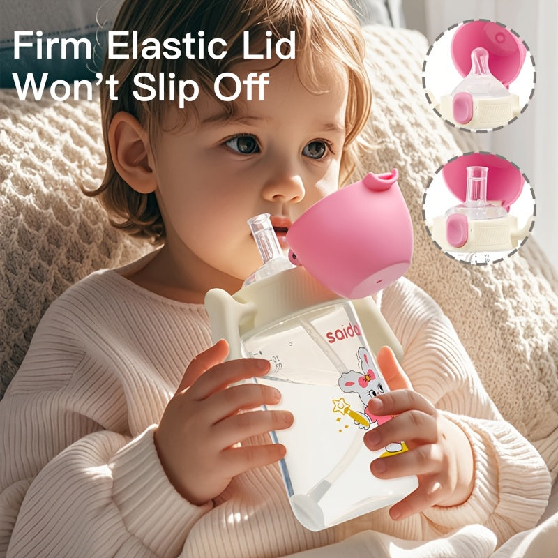 10oz Leak-Proof BPA-Free Silicone Feeding Bottle with Straw for Kids