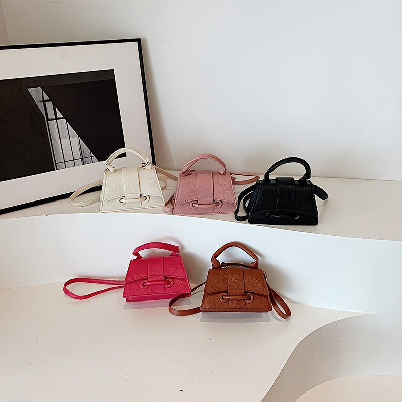 Girls Mini Crossbody Bag PU Lightweight Adjustable Strap Top Handle for Daily Outings