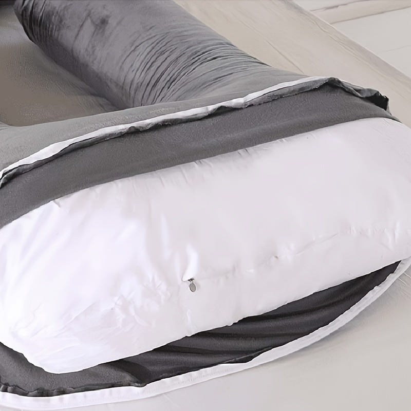 Pregnancy Pillow with Cooling Dark Grey Cover Support for Sleeping and Maternity
