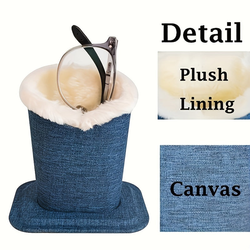 Canvas Eyeglasses Holder Stand Case for Desk or Nightstand Storage