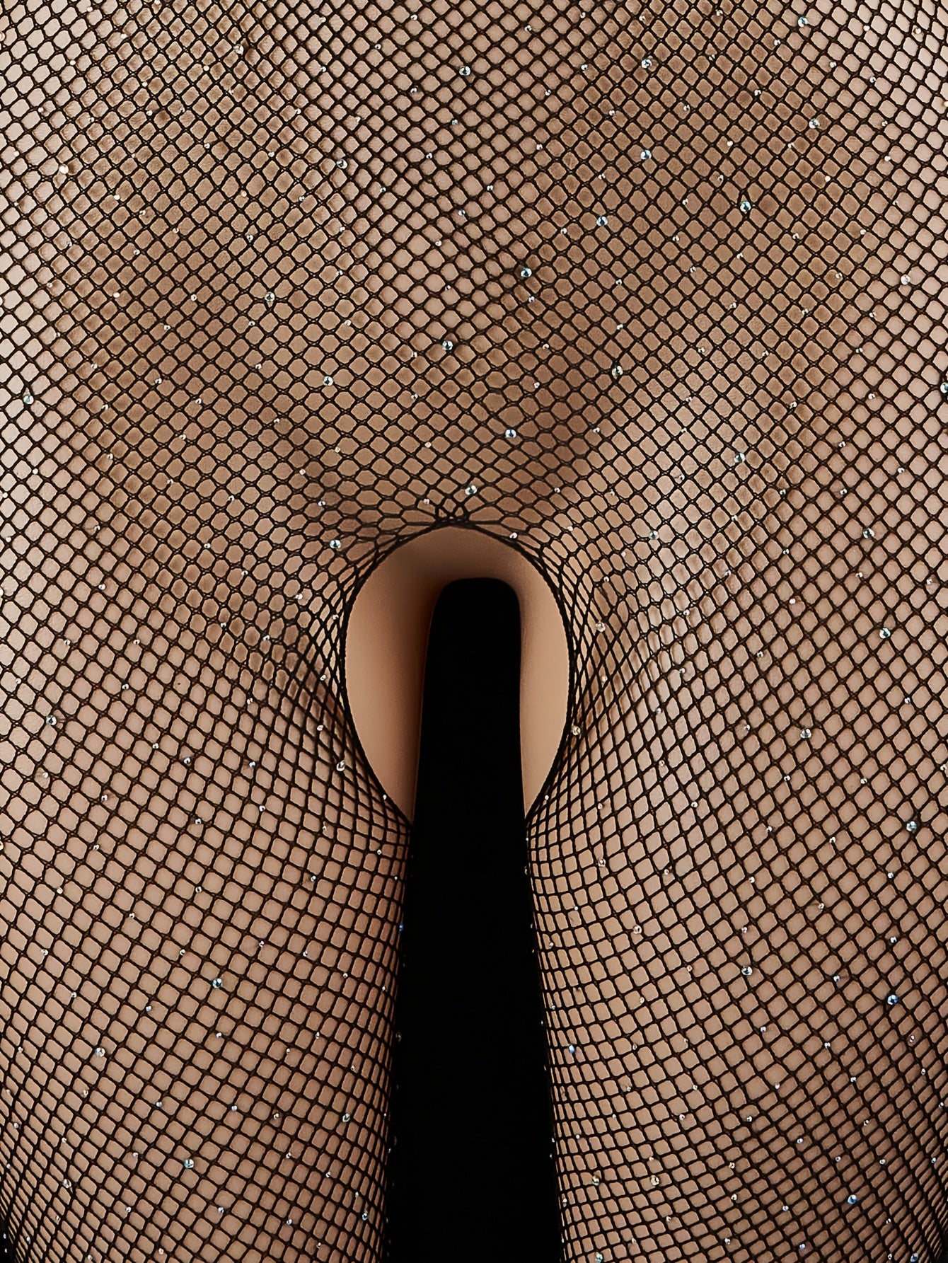 Women's Mesh Bodysuit with Hollow Detail Polyamide Elastane Solid Color Lingerie