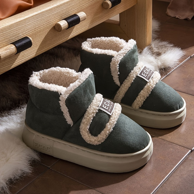 Women's Ankle Boots Minimalist High-Top Short Plush Lined Color Block