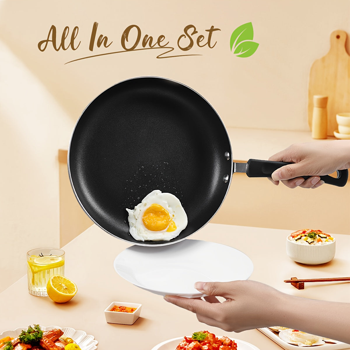 Set of 3 Nonstick Induction Frying Pans 20cm 24cm 28cm for Eggs and Omelettes