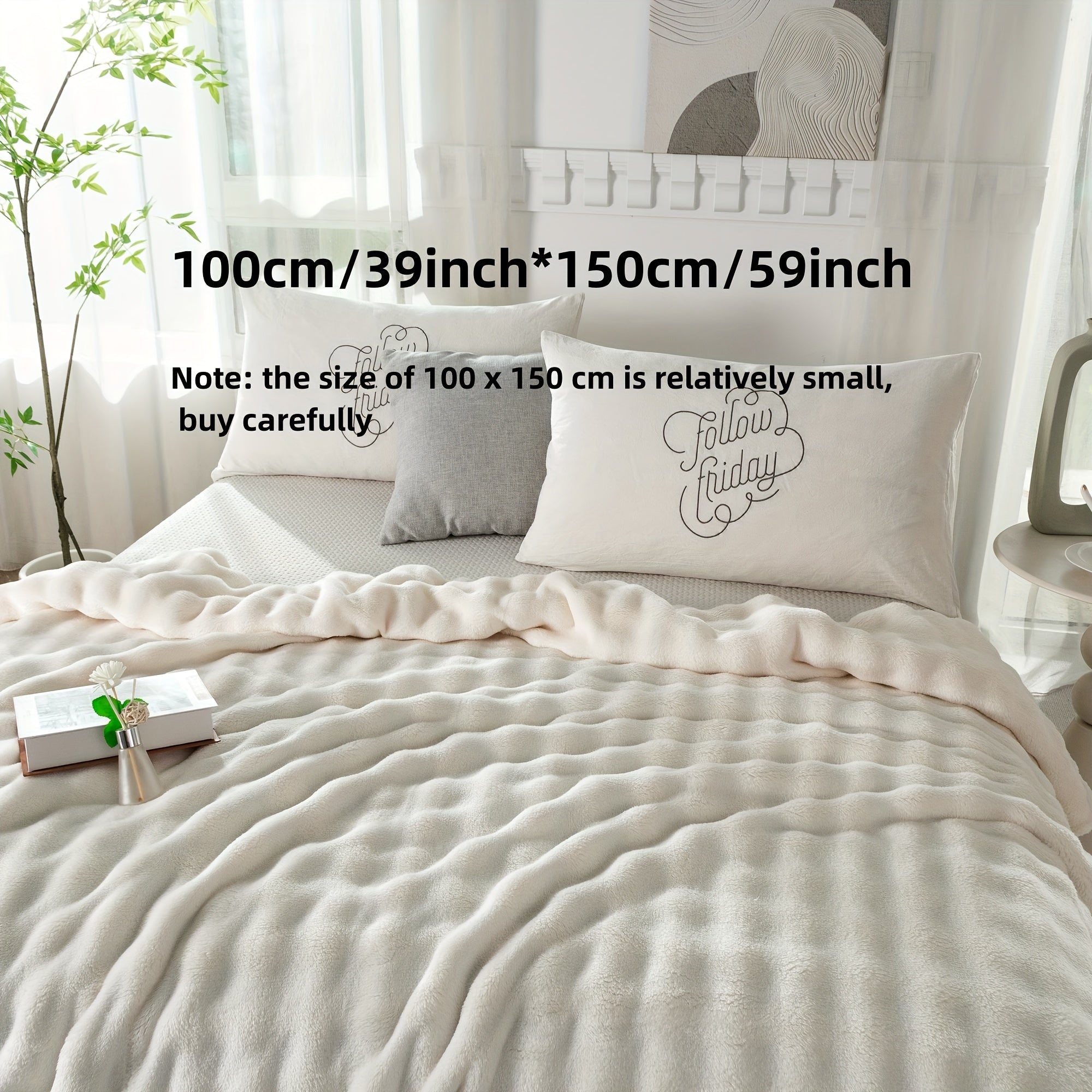 Hypoallergenic Polyester Bed Blanket Faux Rabbit Fur Plush Throw for Bedroom Sofa Travel