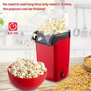 1200W Electric Popcorn Maker Oil-Less Red Black for Home Movie Nights Parties