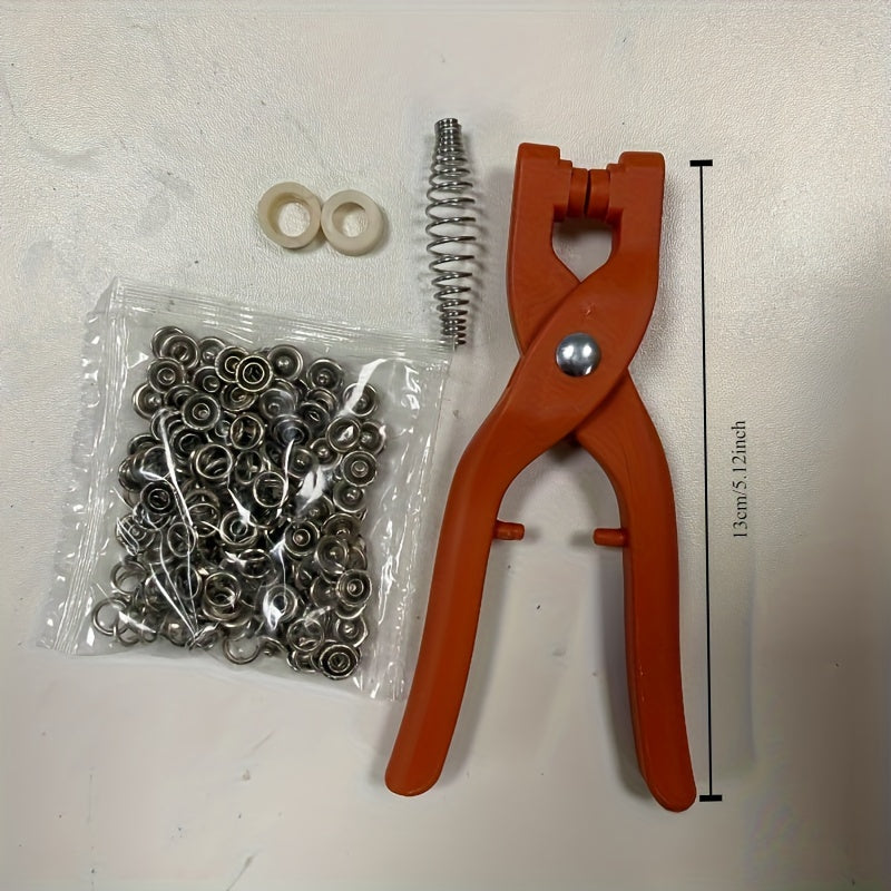 50 Pcs Orange Snap Button Kit with Hand Press Pliers for Sewing Crafts Clothing Bags