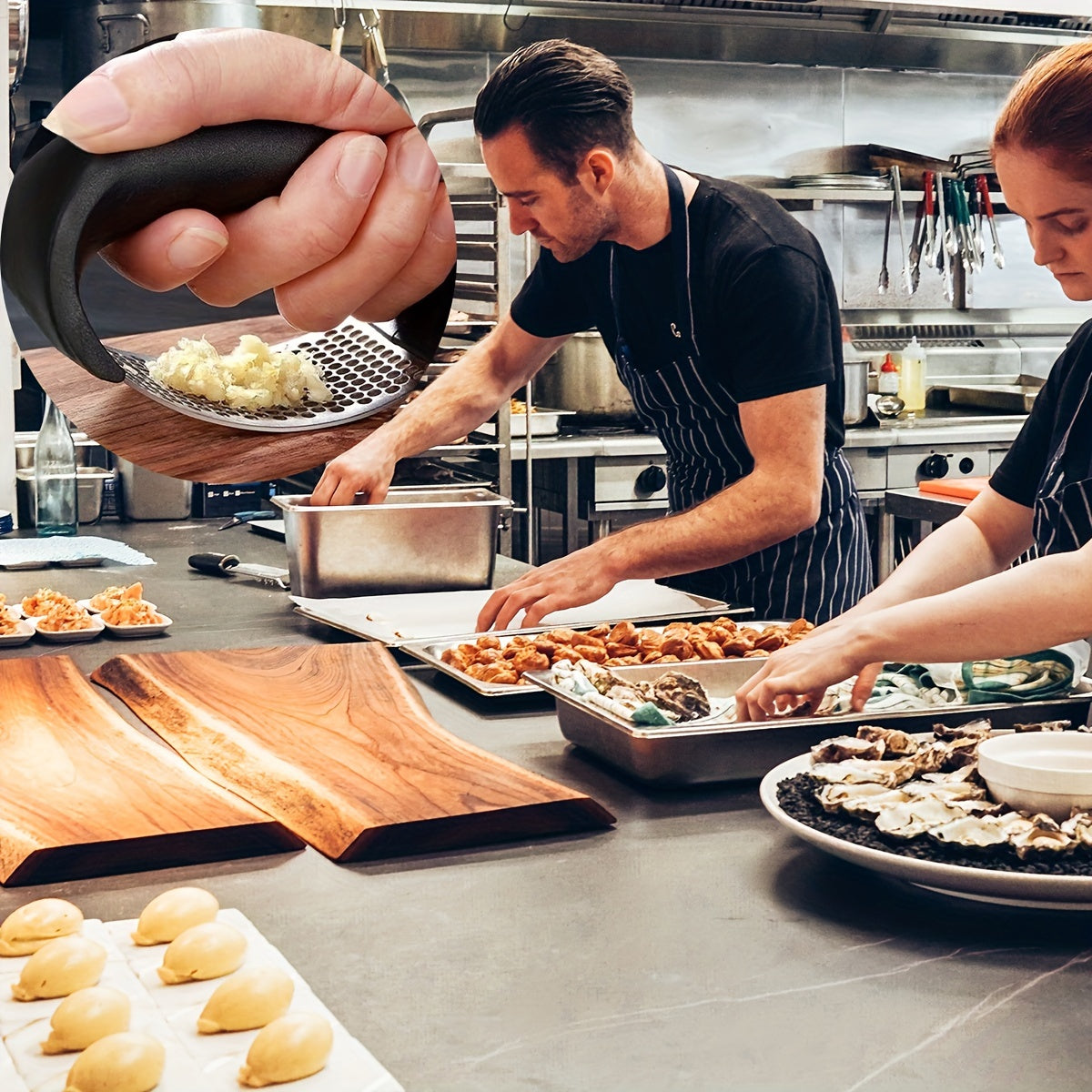 Premium 304 Stainless Steel Garlic Press Manual Mincer Crusher Kitchen Tool