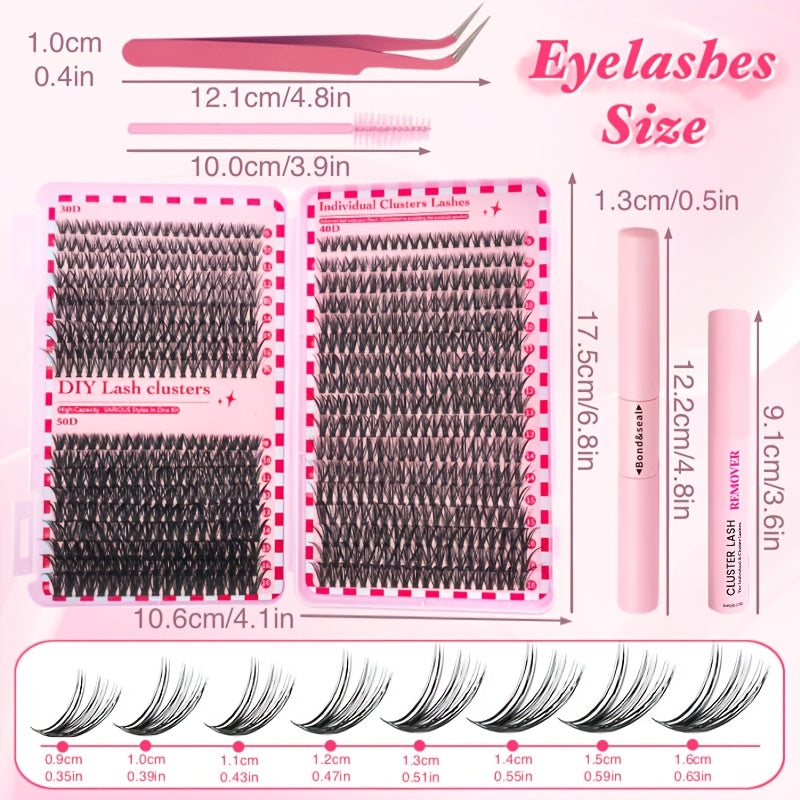 700-Piece DIY Eyelash Extension Kit with Reusable 2-in-1 Bond Applicator and Mixed D Curl Lashes
