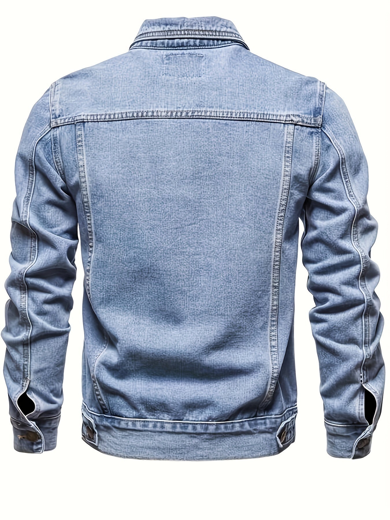 Men's Denim Jacket Casual Street Style Woven Non-Stretch Long Sleeve with Pockets