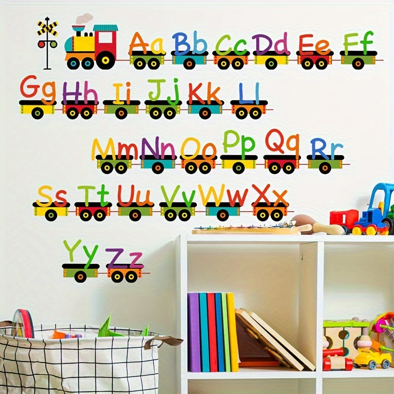 Colorful Cartoon Train Alphabet Wall Decals Removable PVC Bedroom Decor