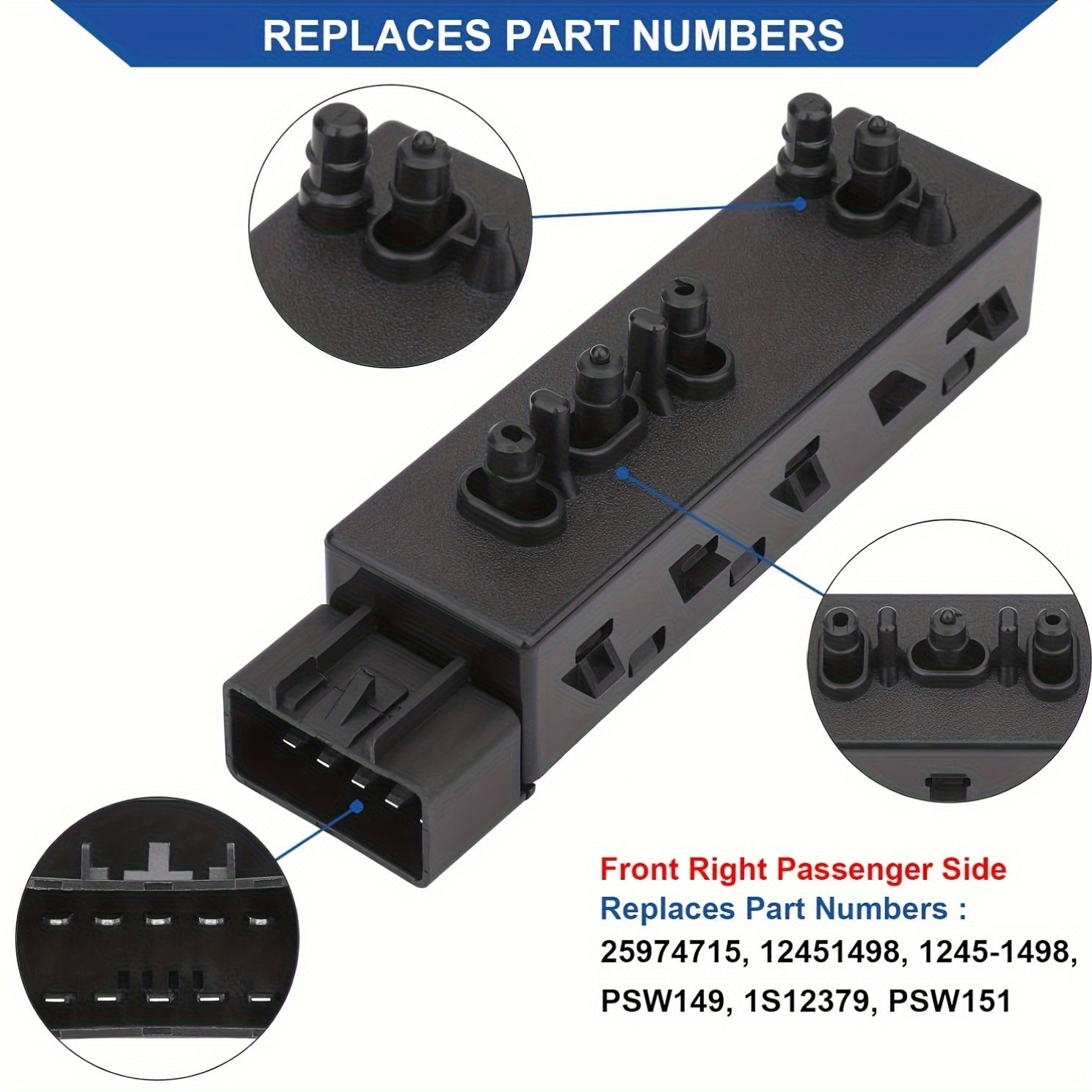 8-Way Power Seat Switch for Cars Front Left Right Replacement Without Battery