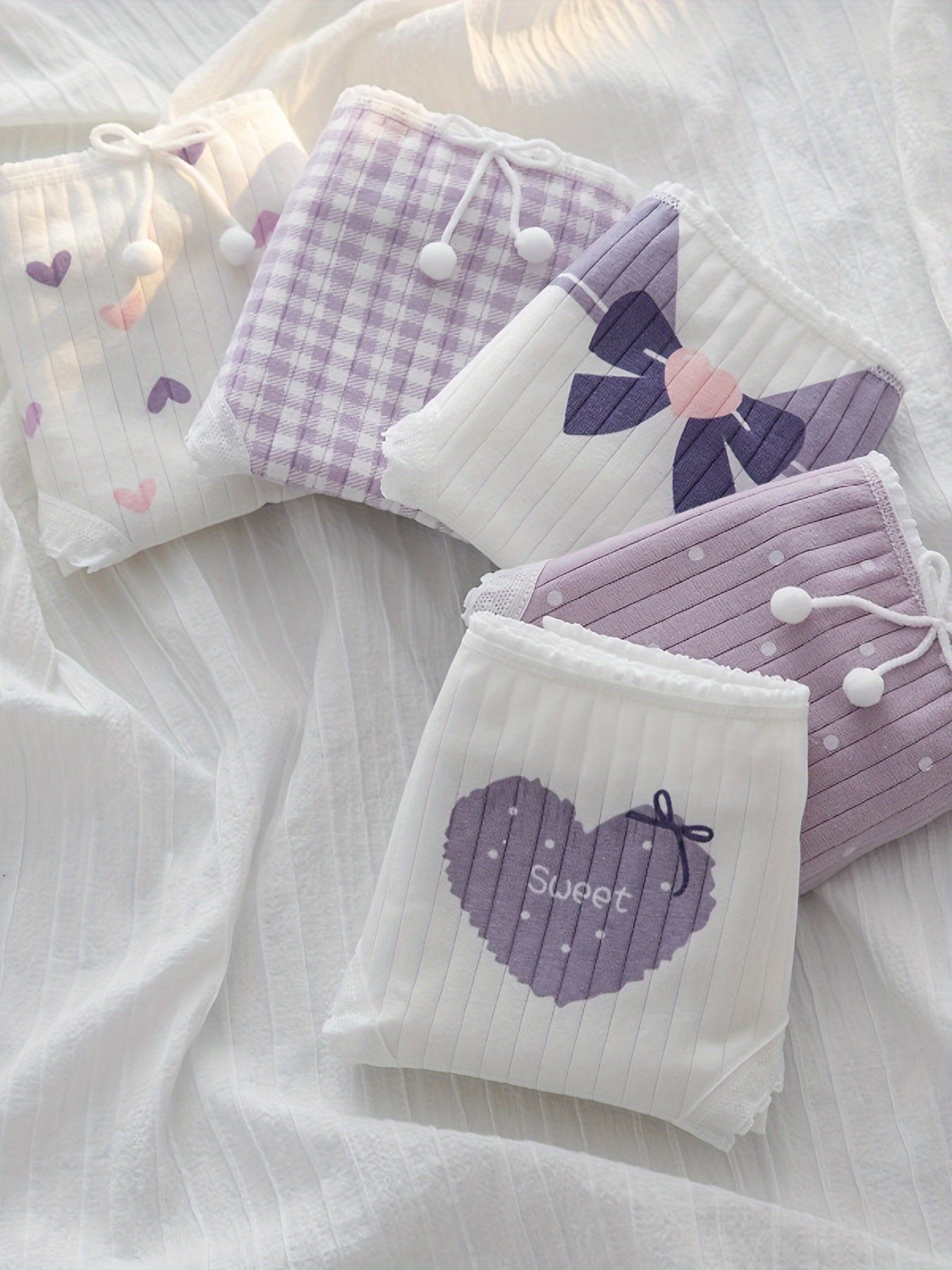 Women's Cotton Seamless Allover Print Briefs 5-Pack Breathable Comfortable Lingerie