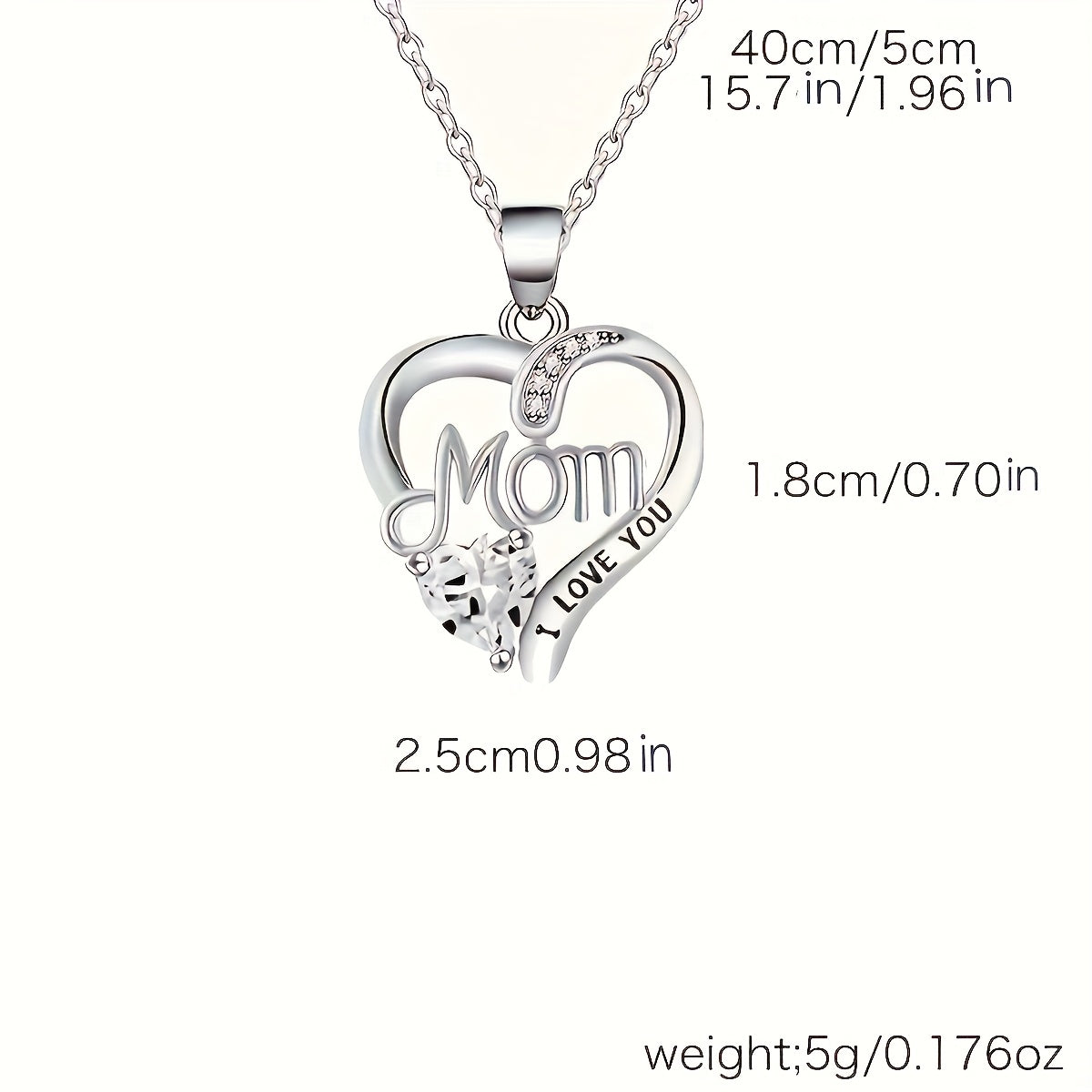 Heart-Shaped Pendant Necklace for Mom with Synthetic Zirconia in Rose Gift Box