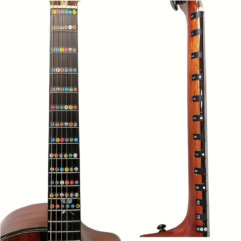 Rang-barang gitara fret taqvimlari, notalar va akkord diagramlari uchun akustik gitara uchun bardoshli, oson qoʻllaniladigan aksessuarlar