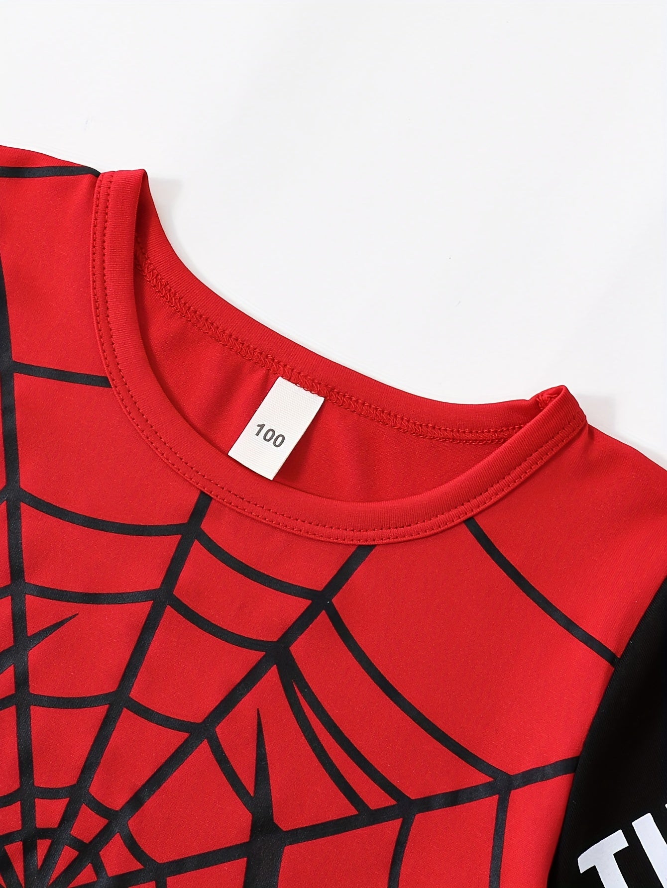 Kids Boys Short Sleeve Set with Spider Pattern Summer Casual Knit Fabric