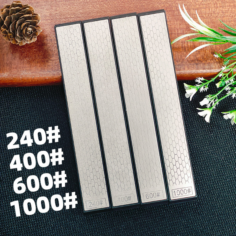 4-Piece Diamond Knife Sharpener Set with Manual Rods Non-Slip Base