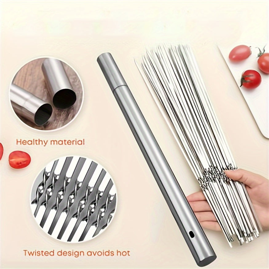 Stainless Steel Kebab Skewers Set of 30 or 50 Reusable Grill Skewers for BBQ Camping