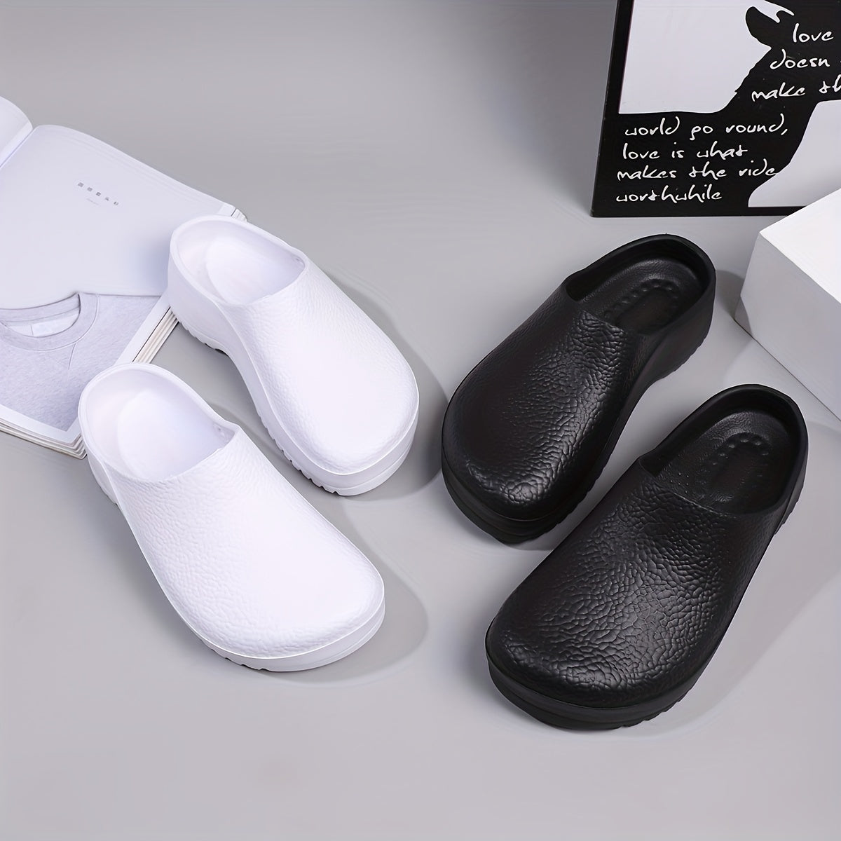 Women's Waterproof Non Slip Kitchen Work Mules Casual Slip-On Shoes