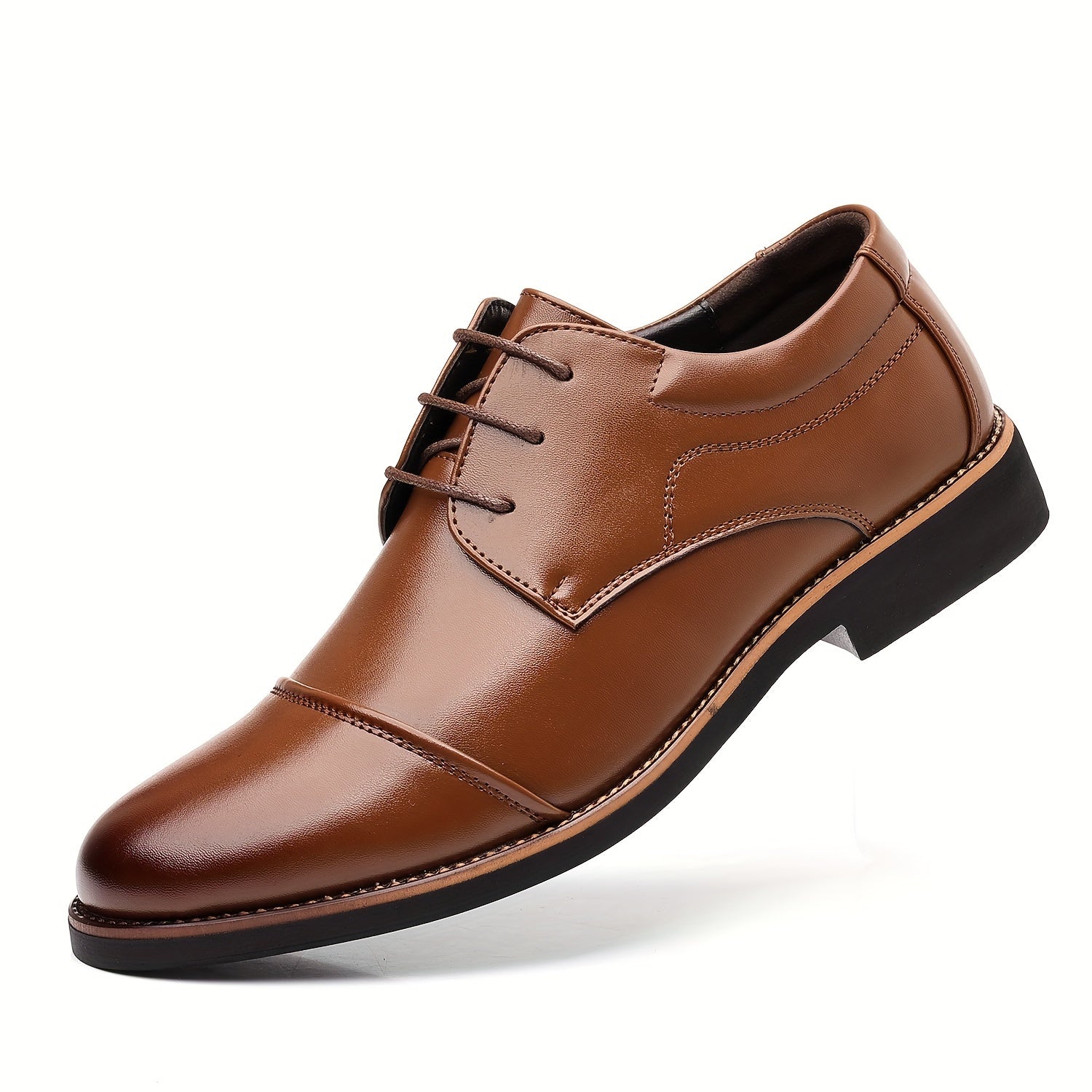 Men's Casual Leather Lace-Up Shoes for Business and Walking Durable Soft Soles