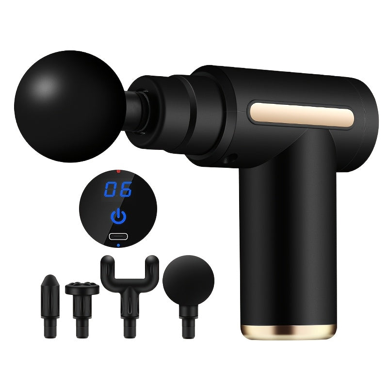 Portativ elektr massaj quroli, litiy batareyasi bilan USB zaryadlash, ABS materialidan tayyorlangan, sport va ochiq havoda foydalanish uchun ideal.