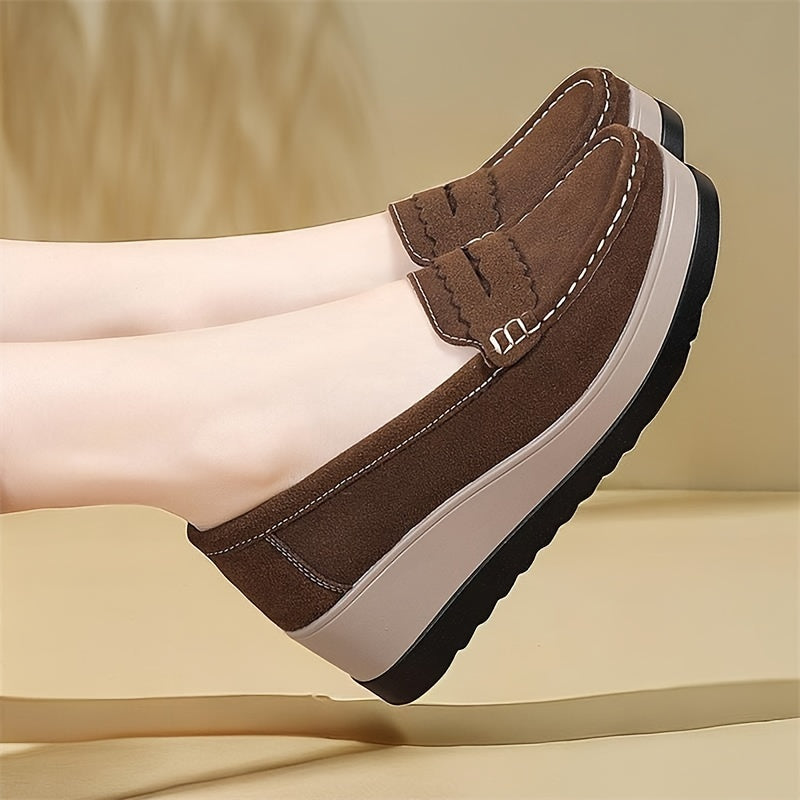 Women's Wedge Loafers Casual Slip-On Platform Shoes Comfortable