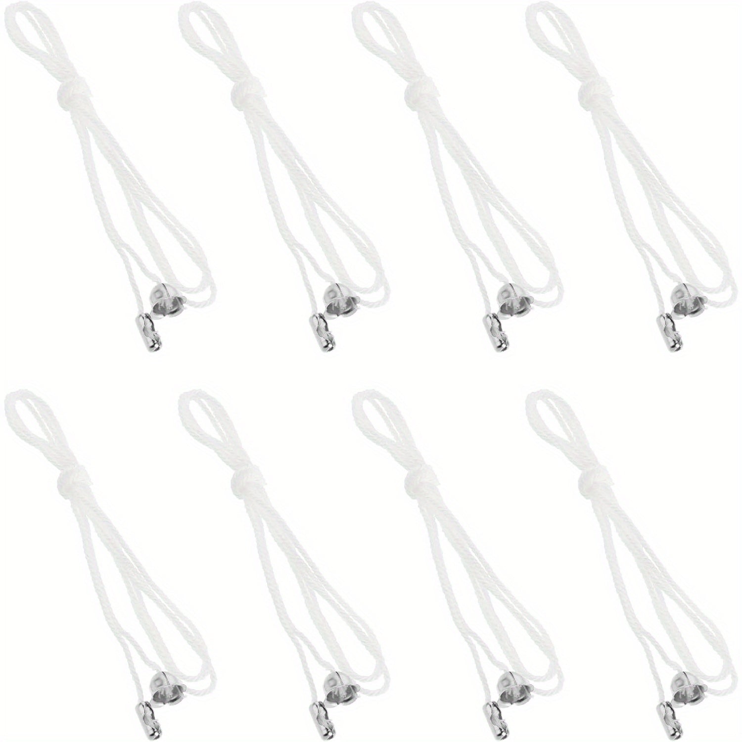 8 Pack White Nylon Ceiling Fan Pull Chain Extenders with Metal Connectors for Lights and Fans