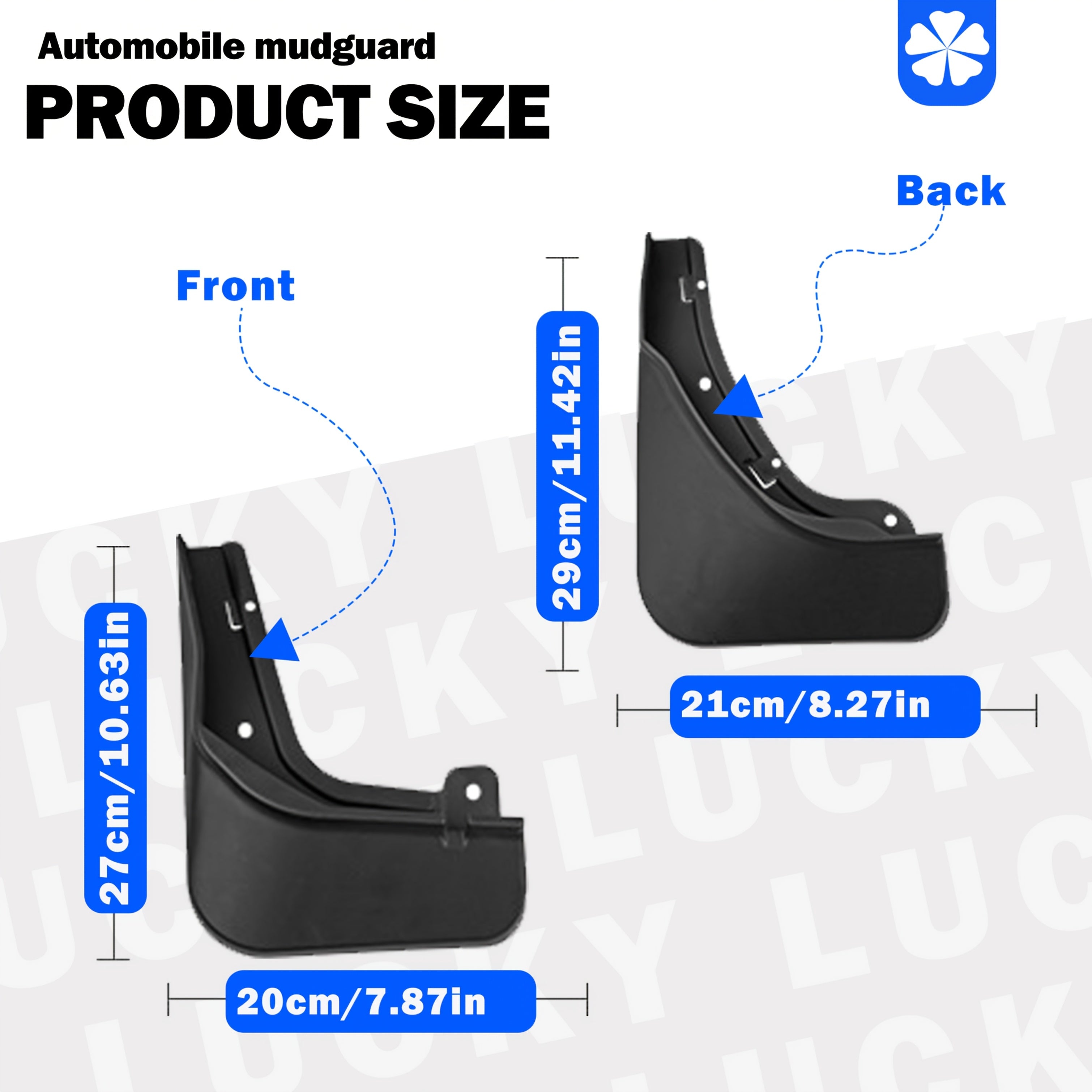 Car Mud Flap Set Black 4 Pcs Front and Rear for Compact SUV