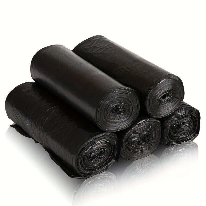 100 Black Heavy-Duty Leak-Proof Disposable Trash Bags for Kitchen and Outdoor Use