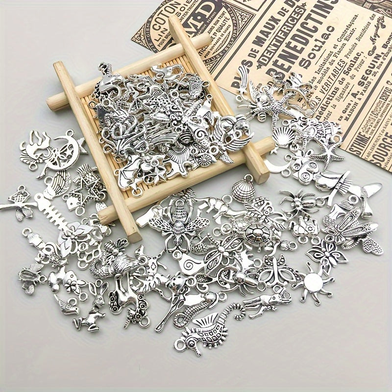 100 Pieces Metal Mixed Jewelry Charms Vintage Animal Charms for DIY Necklace Making