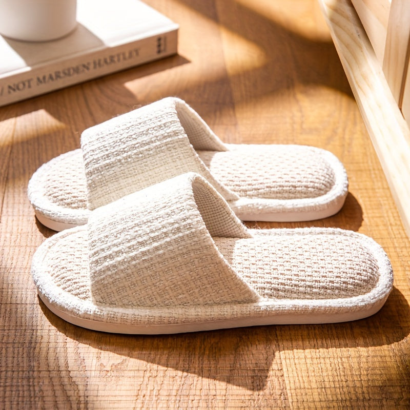 Women's Casual Linen Open Toe Indoor Slippers