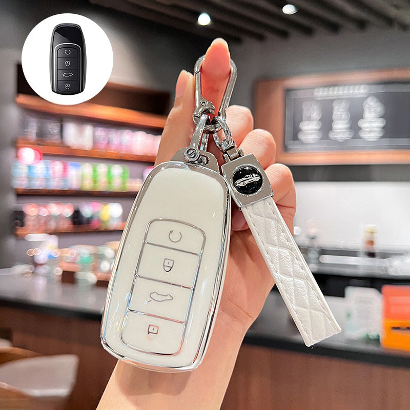 Universal TPU Car Remote Key Fob Cover with Keychain for SUV Models