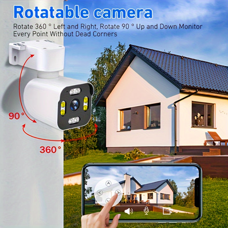 Wireless Outdoor Security Camera 360° Rotation Night Vision Motion Detection Two-Way Audio