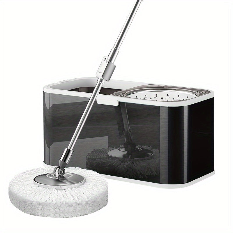 Stainless Steel Spin Mop and Bucket Set No Hands Cleaning for Home and Kitchen