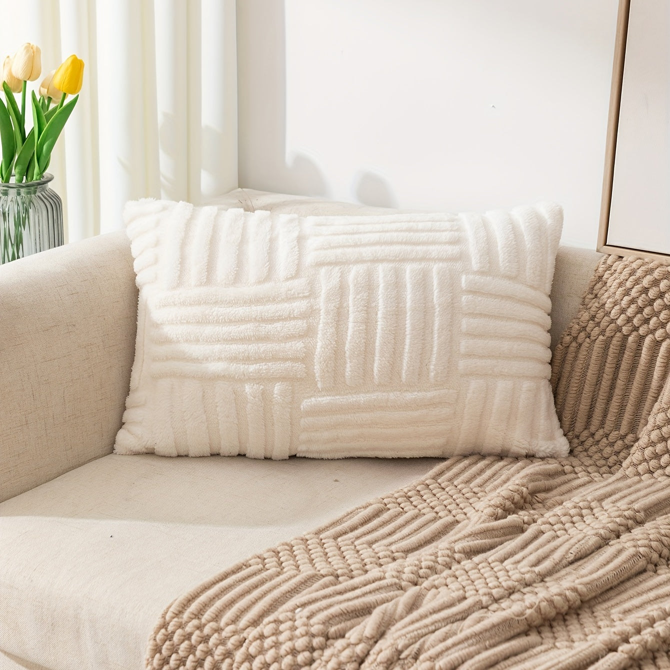 Bohemian Velvet Throw Pillow Cover with Snowflake Pattern and Zipper Closure