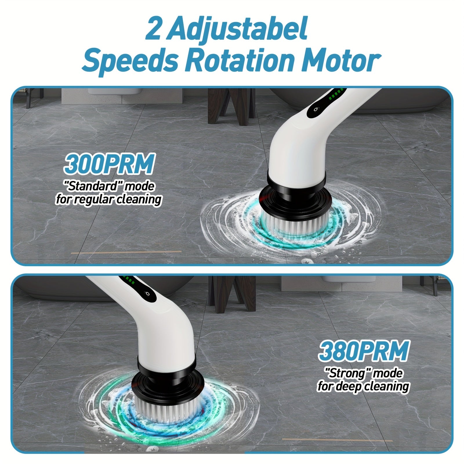 Wireless Electric Spin Mop with Interchangeable Brush Heads Telescopic Handle Cordless 360° Cleaning